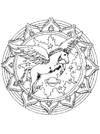 Раскраски Мандала лошади