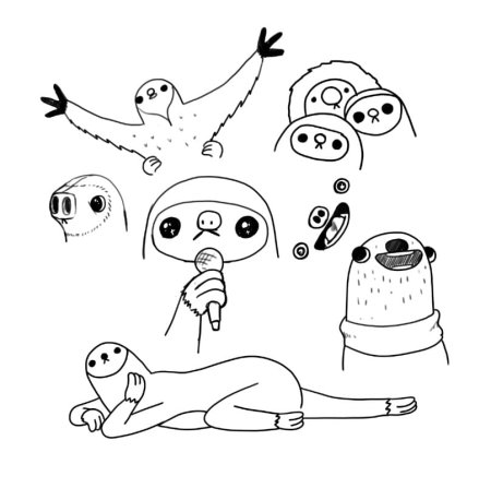 Ленивец раскраска