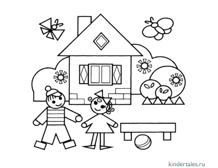 Раскраска дети в детском саду