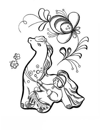 Раскраска народное творчество Городец