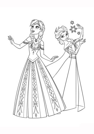 Раскраски Холодное сердце Эльза и Анна и Олаф