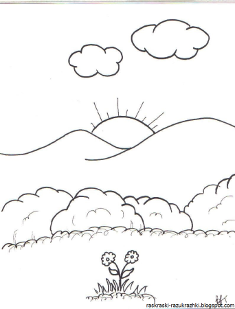 Полянка раскраска для детей