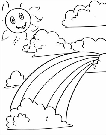 Радуга в небе раскраска