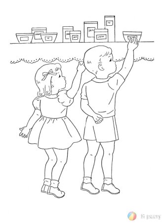 Мальчик на скамейке раскраска