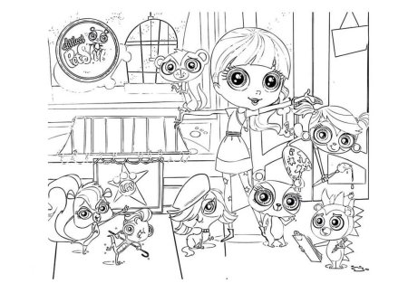 Раскраски маленький зоомагазин Блайс