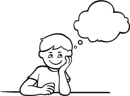 Раскраска ребенок думает