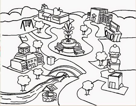 План города раскраска