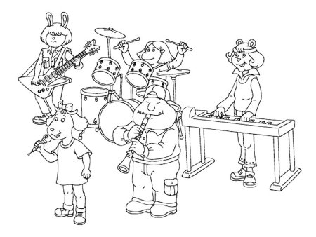 Оркестр раскраска для детей