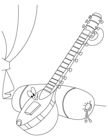 Натюрморт с музыкальными инструментами раскраска