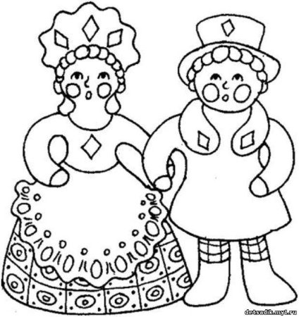 Раскраска дымковской барышни в старшей группе