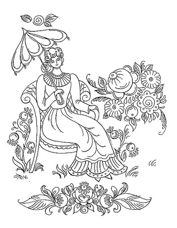 Городецкая роспись. Раскраска