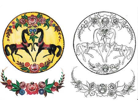 Разделочная доска Городецкая роспись 5кл