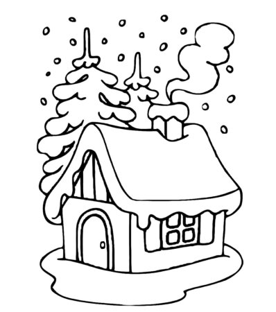 Зимний домик раскраска для детей