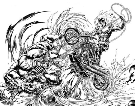 Раскраска Призрачный гонщик против Венома
