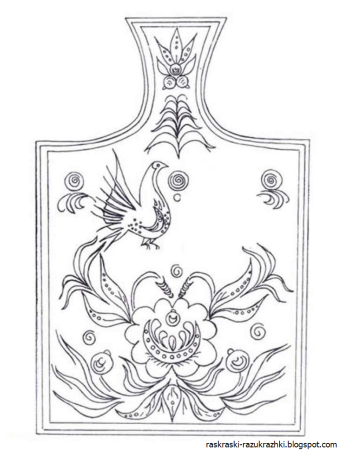 Раскраска дощечка Городецкая роспись для детей