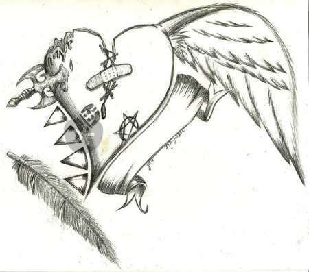 Сердце с цепями эскиз