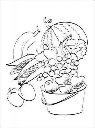 Осенние овощи и фрукты раскраска