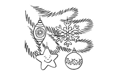 Елочная ветка раскраска