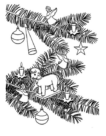 Новогодние веточки елки раскраска