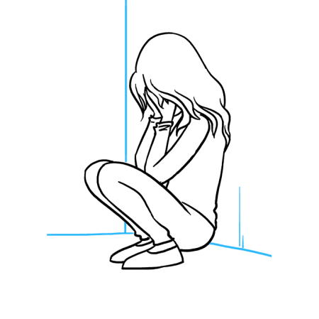 Девушка сидя рисунок