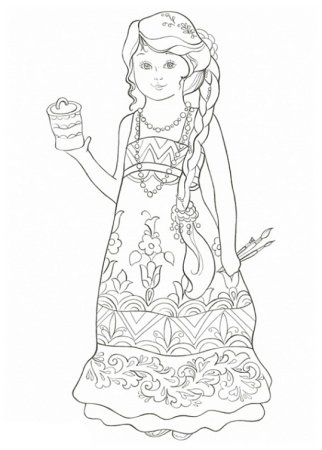 Девочка в сарафане раскраска для детей