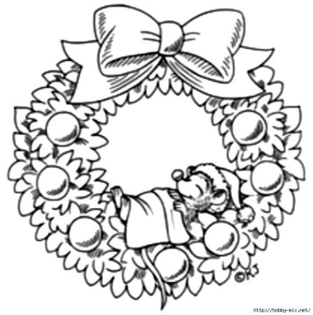 Раскраски новогодние венки