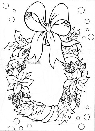 Рождественский венок трафарет