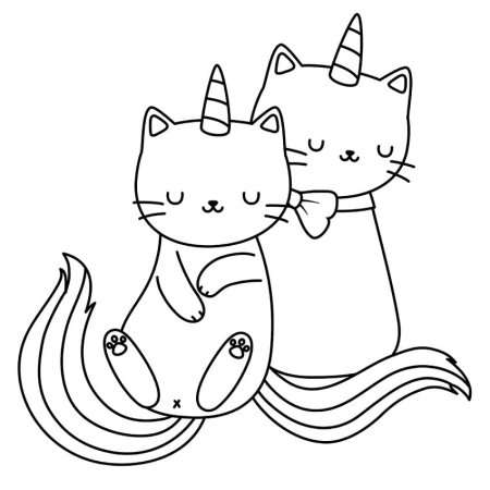 Раскраска котик Единорог