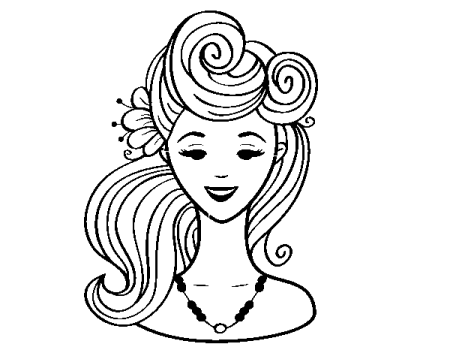 Эскиз прически с завитыми волосами