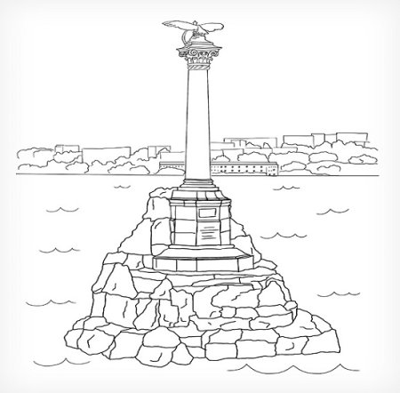 Памятник затопленным кораблям Севастополь карандашом