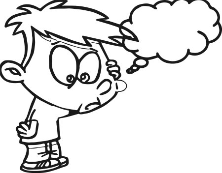 Раскраска мальчик думает