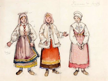 Крестьянка в народном костюме в полный рост