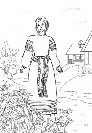 Раскраска национальный костюм башкир