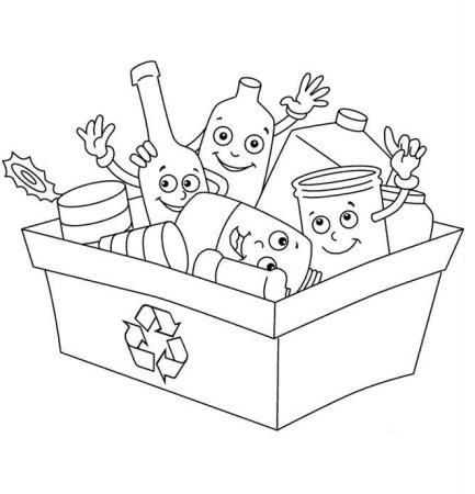 Сортировка мусора раскраска для детей