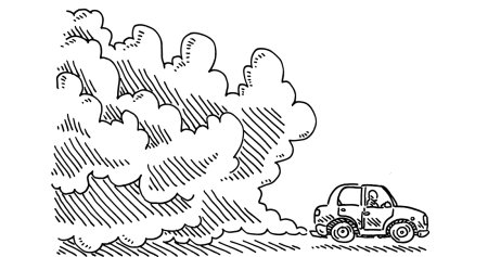 Загрязнение воздуха машинами раскраски