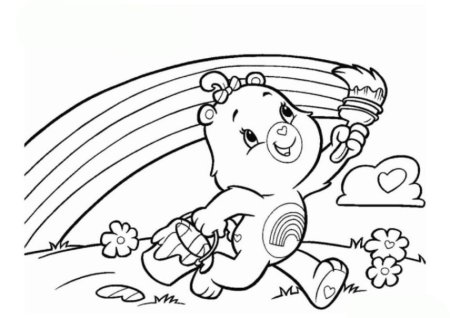 Раскраска мишка с радугой