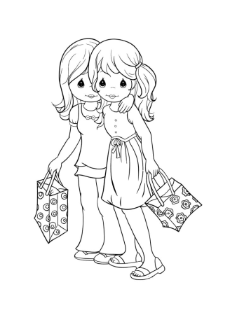 Раскраска две девочки