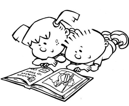 Раскраска ребенок с книгой для детей