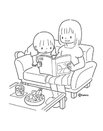 Раскраска чтение книг