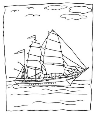 Яхта раскраска для детей