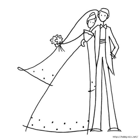 Раскраска жених и невеста свадьба