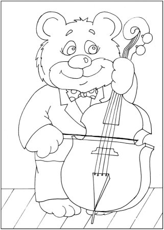 Медведь с контрабасом раскраска