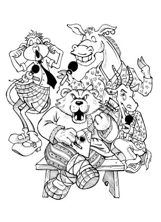 Квартет раскраска по басне Крылова