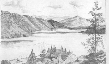 Озеро Байкал рисунок карандашом