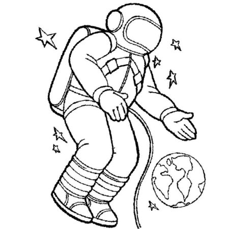Раскраска космонавт для детей 5-6 лет