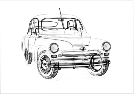 ГАЗ 20 победа сбоку силуэт