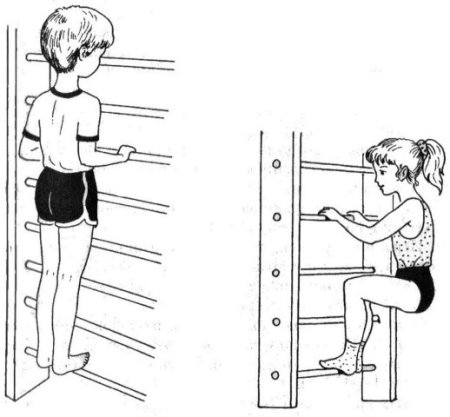 Лазание по гимнастической лестнице