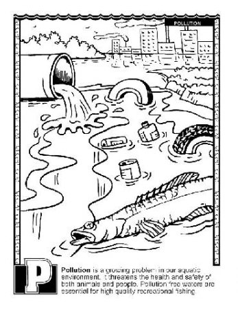 Загрязнение воды раскраска для детей