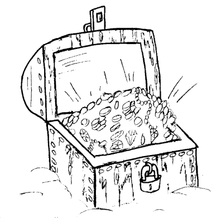 Сундук с сокровищами раскраска