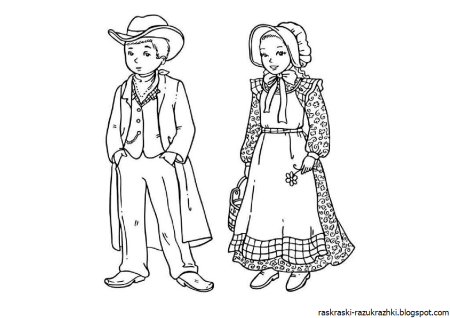 Национальные костюмы раскраска для детей